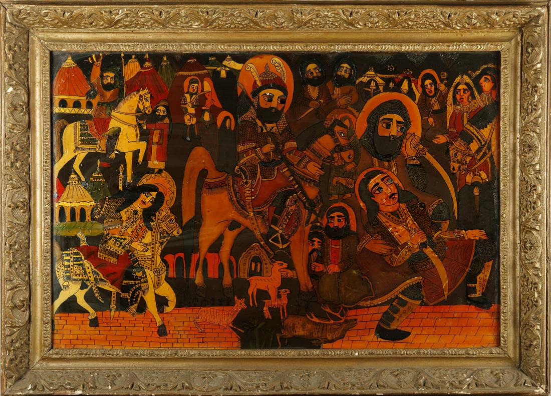 Arte Islamica  A Qajar reverse mirror painting Persia, (1 of 1)