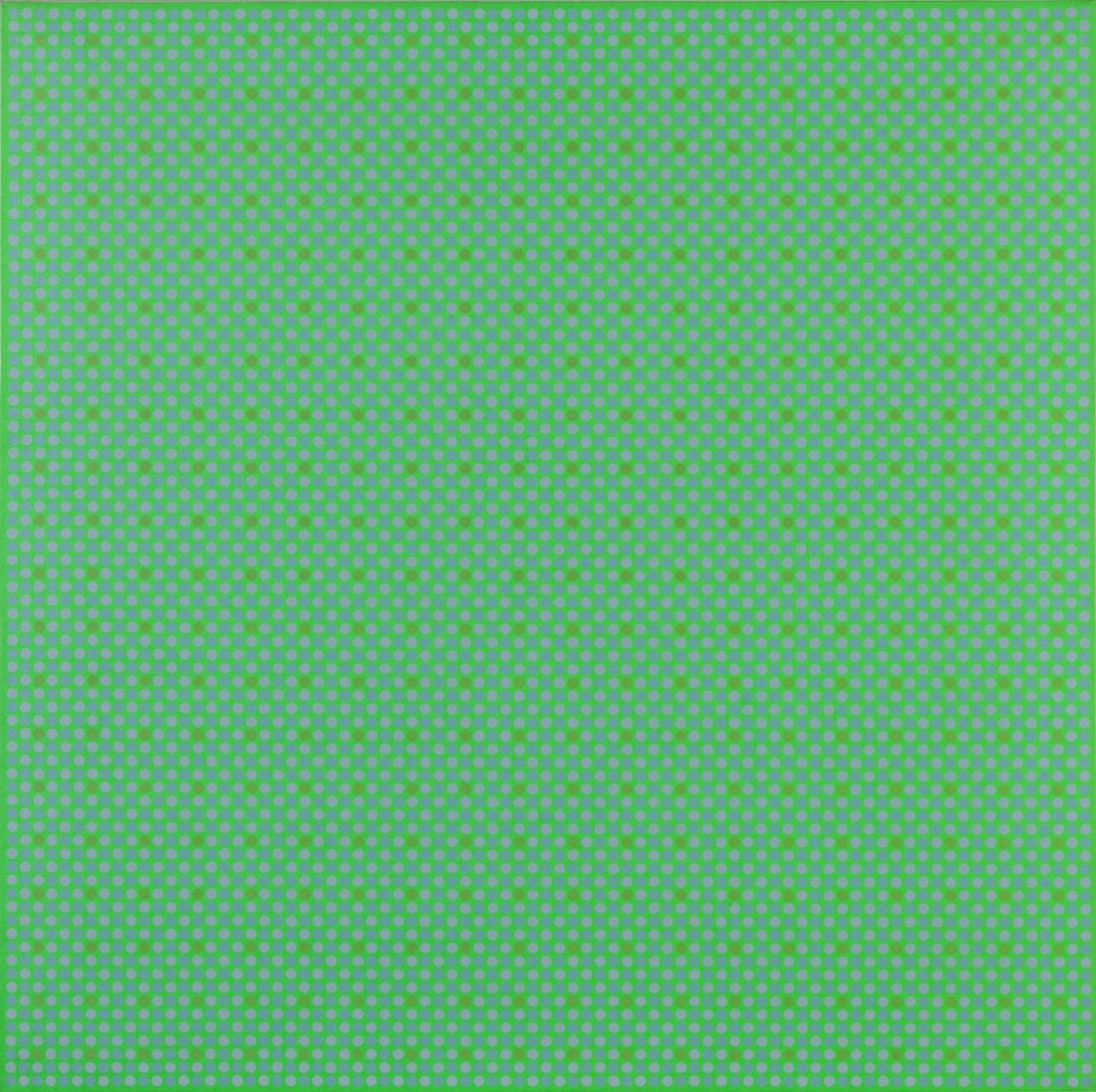 KUNO GONSCHIOR Vibr. Grun - Blau - Bl - Grun.: Vibr. Grun - Blau - Bl - Grun. Oil on canvas . Cm 80,00 x 80,00. 1972-1973. At the back title, signature and year. Provenance: Team Colore Gallery, Milan; Private Collection, Rome. Frame present