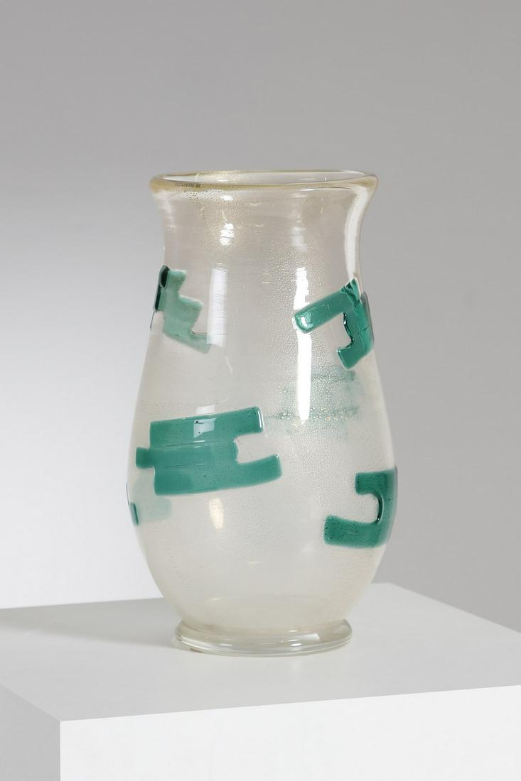 ALFREDO BARBINI attributed. Baluster bell vase in clear (1 of 2)