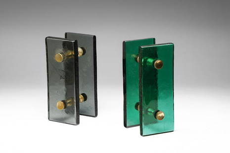 SAINT GOBAIN Two pair of handles.: Two pair of handles. Brass and glass.. Cm 12,00 x 30,00 x 13,00. 1960s.