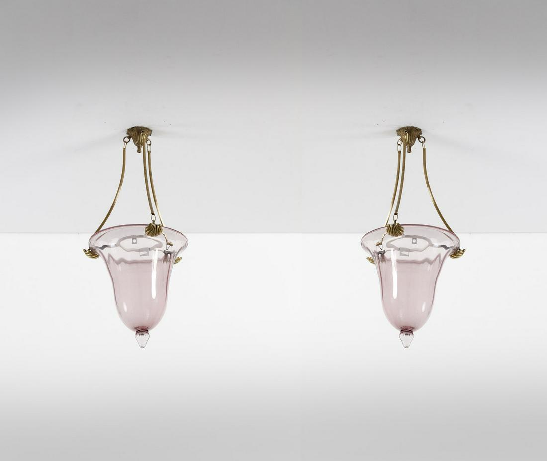 ERCOLE BAROVIER Pair of ceiling lamps. (1 of 4)