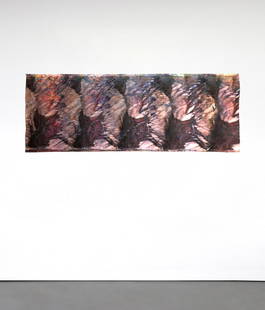 SHOZO SHIMAMOTO Crash bottle Art n.19.: Crash bottle Art n.19. 2000. Mixed media on canvas. Cm 245,00 x 92,00. Signature lower right. Shozo Shimamoto Archive, Naples, authenticity certificate with artist's signature. Executed in Itami.