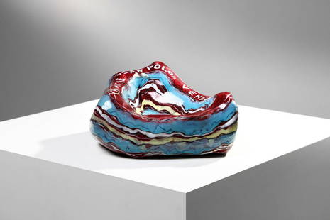 SAN POLO VENEZIA Ashtray.: Ashtray. Polychrome ceramics. Cm 21,00 x 9,00 x 20,00. manufacturing signature.