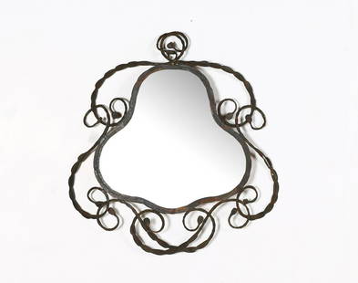 SALVINO MARSURA Wall mirror, 70s.: Wall mirror, 70s. Iron and mirrored crystal.. Cm 70,00 x 70,00. Engraved signature.