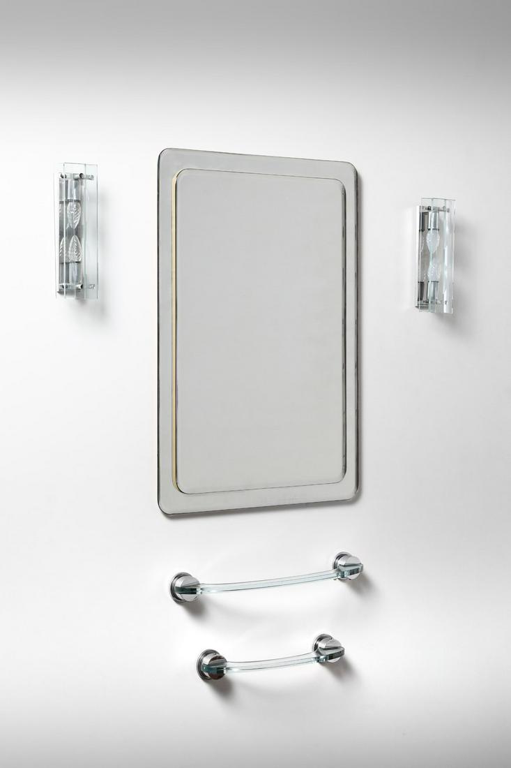 FONTANA ARTE  attributed. Mirror, towel holder and (1 of 4)