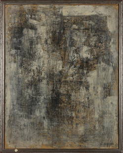 MARIO BIONDA Informale.: Informale. 1959. Mixed media on paper on canvas. Cm 51,00 x 64,00. Signature and year lower right. Defects. Frame present