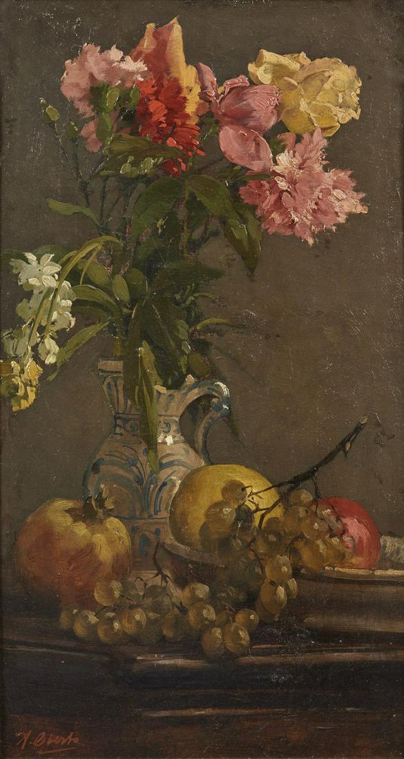 ANTONIO OBERTO Still life of flowers and fruits. . (1 of 4)