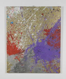 SHOZO SHIMAMOTO Magi 917. Bottle crash.: Magi 917. Bottle crash. 2008. Mixed media on canvas. Cm 130,00 x 160,00. Shozo Shimamoto Archive, Naple, authenticity certificate on photo. Exhibition: Shozo Shimamoto e Yasuo Sumi. I colori della pac