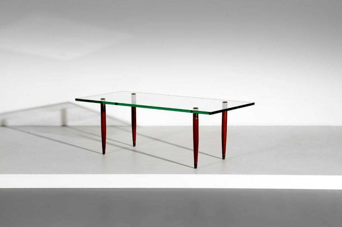 ENRICO PAULUCCI attributed. Coffe table.: attributed. Coffe table. 1965. Wood and cut crystal.. Cm 130,00 x 45,00 x 59,00. 1960s.