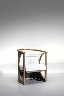 JOSEF HOFFMANN Armchair for Jacob & Josef Kohn.: Armchair for Jacob & Josef Kohn. 1916. Curved wood and fabric.. Cm 66,00 x 77,50 x 72,00. Literature: Jacob&Josef Kohn, Der Katalog Von 1916. Dry Munchen, p. 54 - Renzi G., Il mobile moderno , Silvana