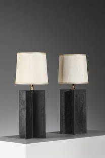 COMTE, ARGENTINA Pair of table lamps.: COMTE, ARGENTINA Pair of table lamps. Painted iron.. Cm 12,00 x 36,00. 1940s.