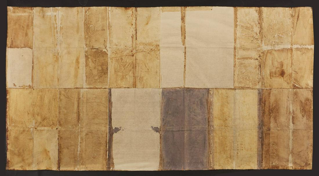 RENATA BOERO Cromografia R 67.: Cromografia R 67. 1977. Mixed media on canvas. Cm 250,00 x 150,00. Signature, title and years at the back. Thanks to Renata Boero for confirming the authenticity of the artwork. Artkwork being archive