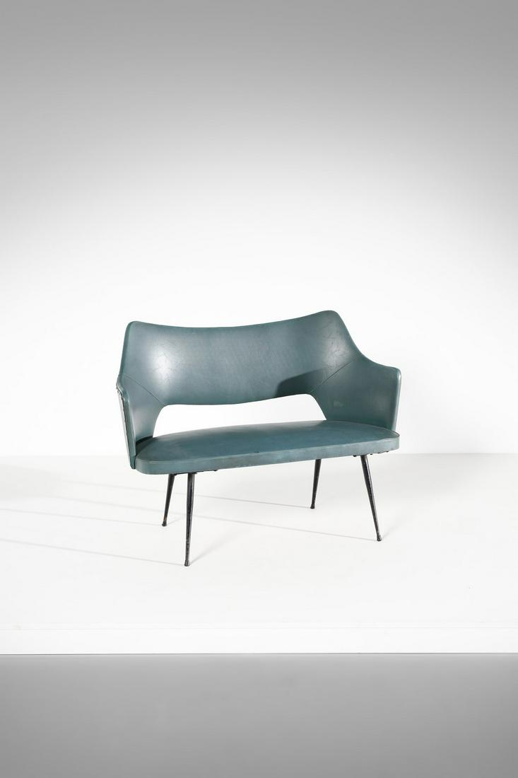 MANIFATTURA ITALIANA Sofa.: ITALIAN WORK Sofa. Painted metal and padded skai.. Cm 108,00 x 81,00 x 50,00. 1950s.