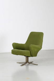 GIULIO MOSCATELLI Armchair, Formanova production.: Armchair, Formanova production. Steel and padded fabric.. Cm 80,00 x 85,00 x 70,00. 1960s.