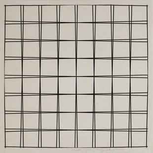 FRANCOIS MORELLET Untitled.: Untitled. 1975. Mixed media and collage on card. Cm 75,00 x 75,00. Unique piece. Below it bears the dedication to the publisher Vincenzo Zuco: "Original Maquette pour Willi de Francois Morellet". In f