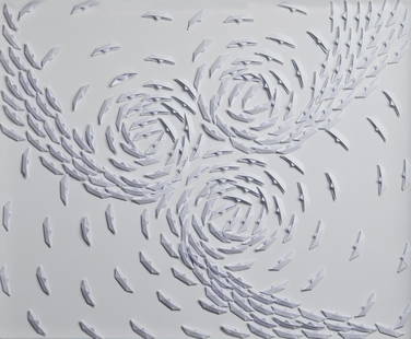 RICCARDO GUSMAROLI Vortice bianco. .: Vortice bianco. . . Cm 55,00 x 45,00. Signature at the back. Within plexiglass case. Gusmaroli Archive authenticity certificate on photo with artist's signature.. Frame present