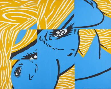 WAYNE GONZALES Untitled.: Untitled. 1999. Acrylic on canvas. Cm 100,00 x 80,00. Signature and year at the back. Small defects.