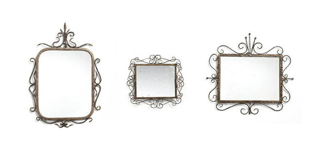 SALVINO MARSURA Three mirror.: Three mirror. Wrought iron and mirror. Cm 60,00 x 67,00. Author's signature engraved, 1970s.Small: 43 x 40 cmMedium: 72 x 48 cm