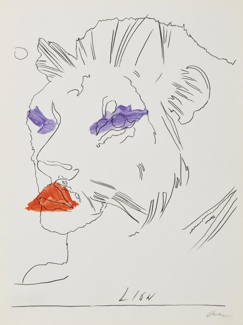 ANDY WARHOL (ATT.TO) Dalla serie Lo Zodiaco: Lion.: (ATT.TO) Dalla serie Lo Zodiaco: Lion. 1975. Photolithograph. Cm 21,00 x 28,00. 4661/5000. Signature lower right in pencil. Edition at the bacl. Bolaffi Arte dry stamp lower left. Total edition: 5000 