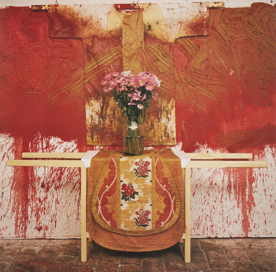 HERMANN NITSCH Untitled.: Untitled. Photolithograph. Cm 67,00 x 67,00. Signature lower right in pen.