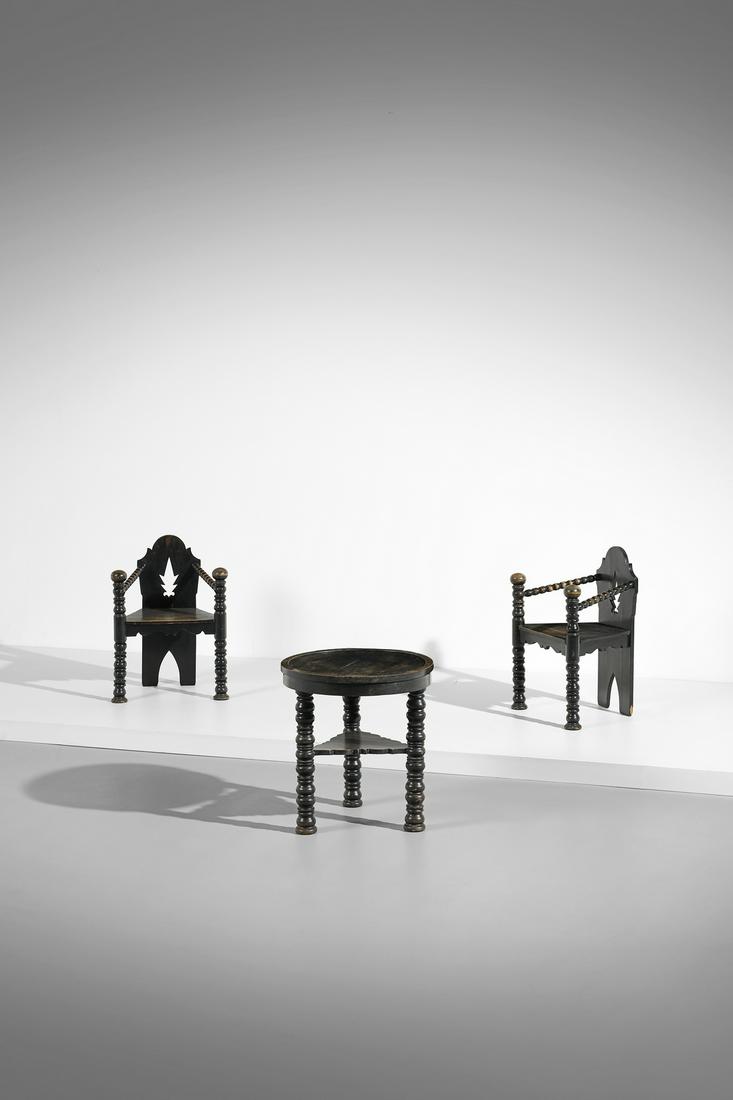 JOSEF ZOTTI attributed. Pair of chairs with coffee table. (1 of 7)