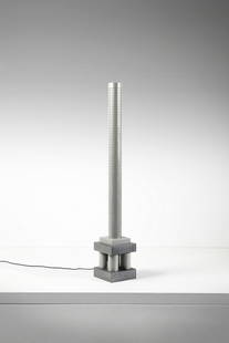 MATTEO THUN Chicago Tribune floor lamp for Bieffeplast.: Chicago Tribune floor lamp for Bieffeplast. 1983. Painted metal.. Cm 30,00 x 190,00 x 30,00. Literature (for same series lamp): Clémence e Didier Krzentowski, The complete designer lights (1950-199