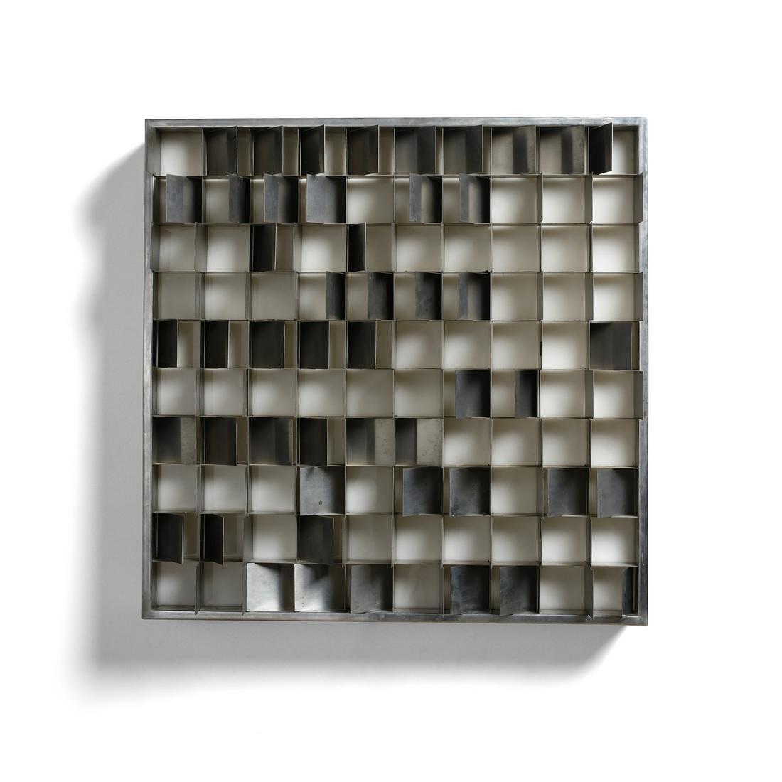 GIANFRANCO FINI Luminous panel Program for New Lamp Roma.: Luminous panel Program for New Lamp Roma. 1968. Metal and methacrylate.. Cm 104,00 x 104,00 x 15,00. Literature: Light, Lamps 1968-1973: New Italian Design, Ferrari and Ferrari, fig. 102