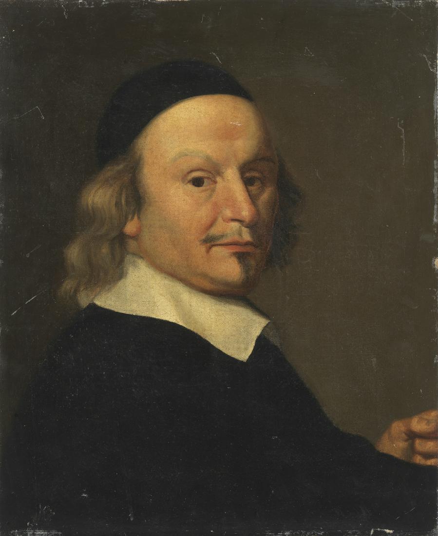 ARTISTA FIAMMINGO DEL XVII SECOLO Portrait of a mathematician.: Portrait of a mathematician. Oil on canvas . Cm 43,50 x 53,00. For comparison see the work of Ferdinand Bol depicting the same subject conserved at the Louvre Museum, Paris, cat. 1063.