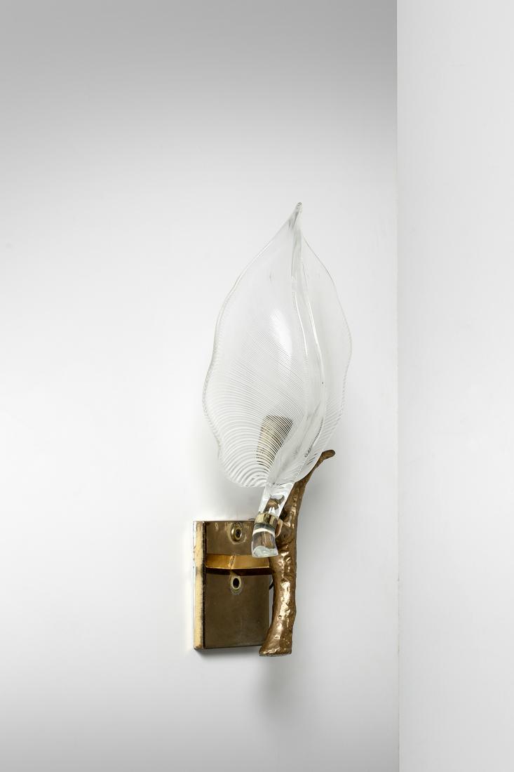 FRANCO LUCE Applique for Seguso.: Applique for Seguso. Murano glass and brass.. Cm 24,00 x 50,00 x 20,00. 1970s.