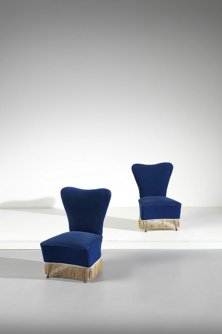 FEDERICO MUNARI Pair of armchairs.: Pair of armchairs. Brass and fabric.. Cm 53,00 x 77,00 x 52,00. 1950s.
