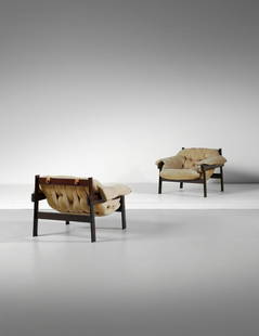 PERCIVAL LAFER Pair of armchairs for Lafer MP.: Pair of armchairs for Lafer MP. Rosewood and leather.. Cm 88,00 x 64,00 x 83,50. Brasil, 1960s.