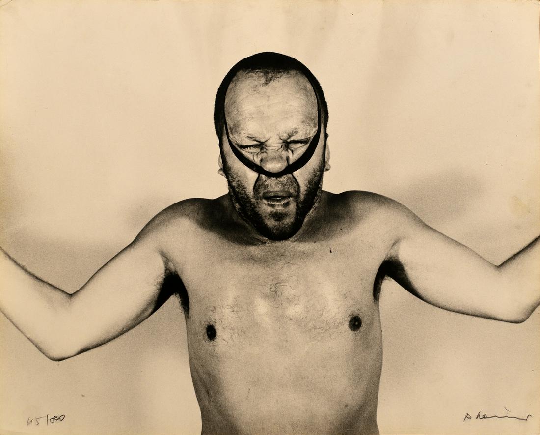 ARNULF RAINER Face Farces.: RAINER ARNULF (n. 1929) Face Farces. 1972. silver salt print. Cm 60,00 x 48,50. Signature and edition lower front in pencil. Small defects.