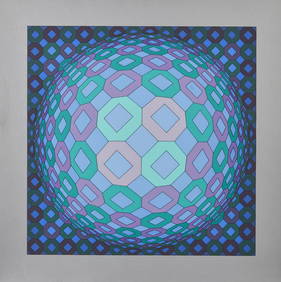 VICTOR VASARELY Okta - pos blue. (1 of 1)