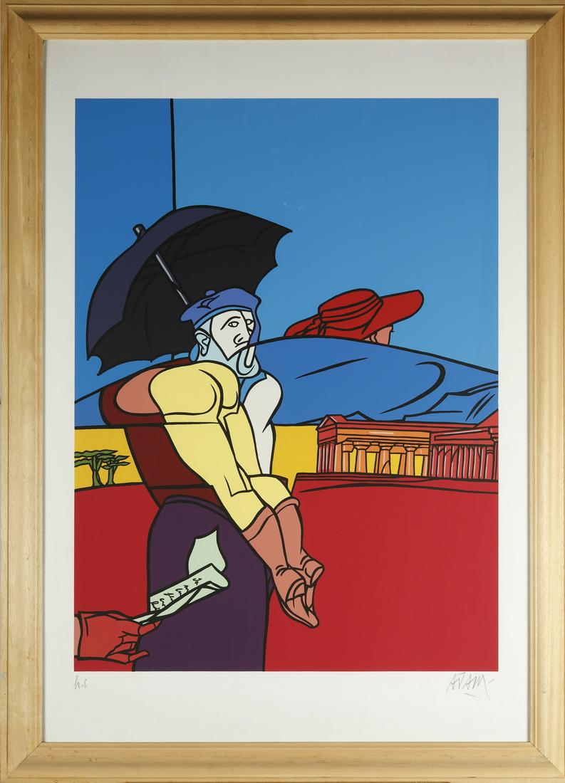 VALERIO ADAMI Untitled.: Untitled. Silkscreen. Cm 70,00 x 100,00. H.c. Edition and signature lower in pencil. Frame present