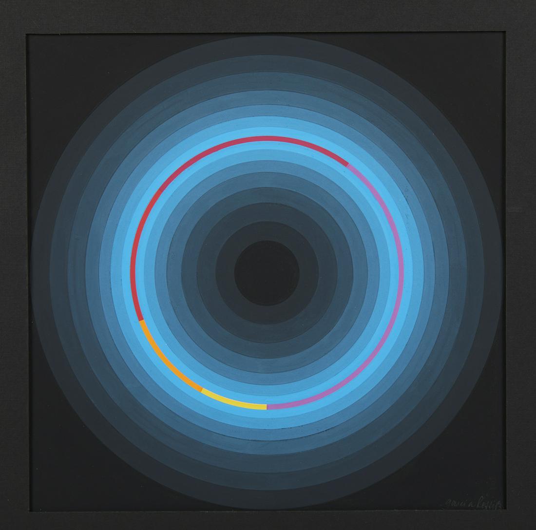 HORACIO GARCIA ROSSI Untitled.: Untitled. 1983. Oil on cardboard. Cm 24,00 x 24,00. Signature and year lower right. At the back dedication, signature and year. Provenance; Melesi Gallery, Lecco; Private Collection, Varese.. Frame pr