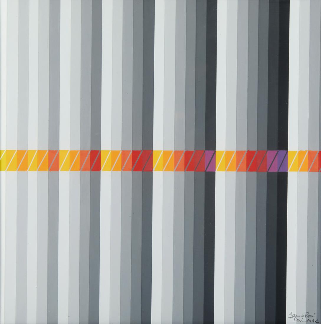 HORACIO GARCIA ROSSI Untitled.: Untitled. 1991. Oil on cardboard. Cm 32,50 x 32,50. Signature and year lower left. At the back Melesi Gallery, Lecco, stamp. Provenance: Melesi Gallery, Lecco; Private Collection, Varese.. Frame prese