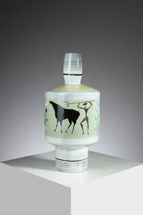 SAN POLO VENEZIA Vase.: Vase. Polychrome maiolica. Cm 20,00 x 41,00. Mark under the base, 1950s.