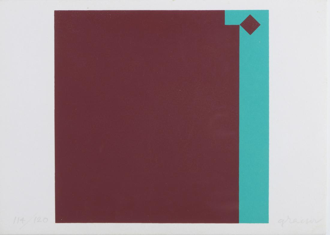 CAMILLE GRAESER Caput Mortuum.: Caput Mortuum. 1979. Silkscreen. Cm 21,00 x 14,80. 114/120. Edition and signature lower in pencil. Total edition: 120 copies. Plura edition, Milan. Publication: Camille Graeser. Druckgraphik und Multi