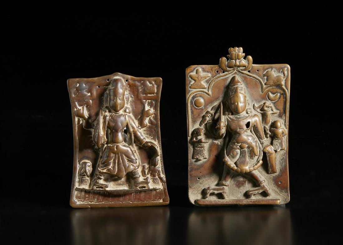 Arte Indiana  Two copper Virabhadra plaques Southern India, 18th century . (1 of 2)