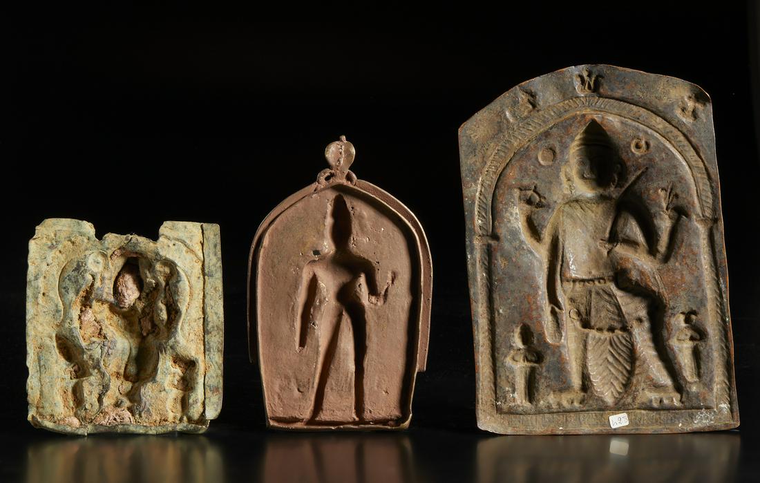 Arte Indiana  A group of three copper alloy Virabhadra plaques Central and Southern India, 18th-19th (1 of 2)
