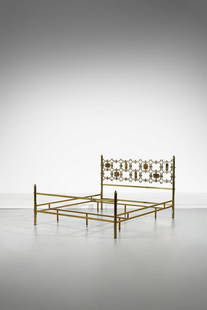 OSVALDO BORSANI e ARNALDO POMODORO Bed.: Bed. Brass.. Cm 175,00 x 116,00 x 200,00. 1960s. Literature: R. Aloi, L’Arredamento moderno, Milano 1964, p. 295