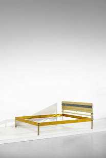 ANGELO BROTTO Bed for Esperia.: Bed for Esperia. Brass and stained glass.. Cm 180,00 x 87,00. 1970s