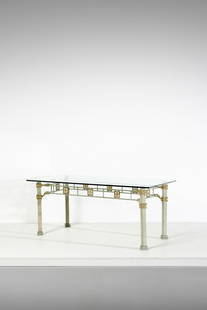 ANGELO BROTTO Table for Esperia.: Table for Esperia. Brass and glass.. Cm 185,00 x 77,00 x 85,00. 1970s.