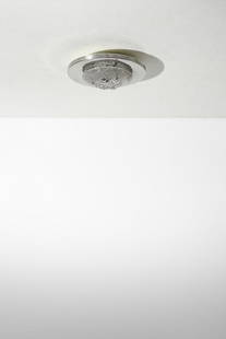 ANGELO BROTTO Ceiling lamp.: Ceiling lamp. Chromed metal and glass.. Cm 50,00 x 15,00 x 50,00. 1970s.