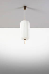 ANGELO LELII 12776 ceiling lamp for Arredoluce.: 12776 ceiling lamp for Arredoluce. 1959. Brass, opal frosted glass.. Cm 20,00 x 90,00 x 20,00. Literature: A. Pansera, A. Padoan, A. Palmaghini, Arredoluce, Catalogo Ragionato 1943-1987, Silvana Edito