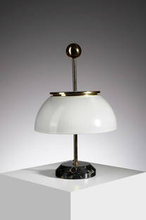 SERGIO MAZZA Alfa table lamp for Artemide.: Alfa table lamp for Artemide. 1960. Brass, molded glass and marble.. Cm 30,00 x 48,00. Literature: G. Gramigna, Repertorio del design italiano 1950-2000 per l'arredamento domestico, Allemandi, Torino