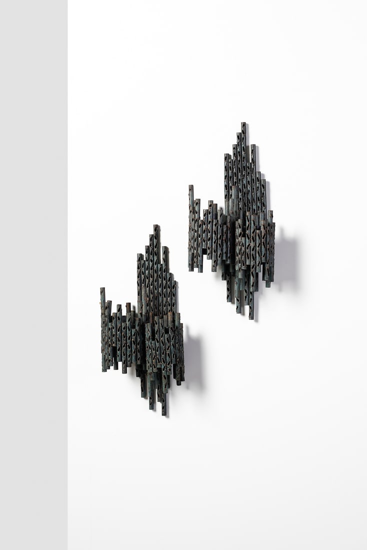 MARCELLO FANTONI attributed. Pair of brutalist wall lamps. (1 of 3)