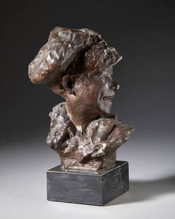 MEDARDO ROSSO After. Birichino (Gavroche).: ROSSO MEDARDO (1858 - 1928) After. Birichino (Gavroche). . Cm 29,00 x 36,00 x 17,00. Signed on the back. Dimensions with marble base: 43.5x29x18.5 cm.