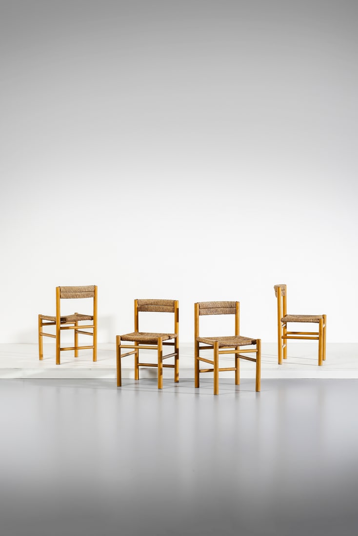 CHARLOTTE PERRIAND attributed. Foru Dordogne chairs. (1 of 5)
