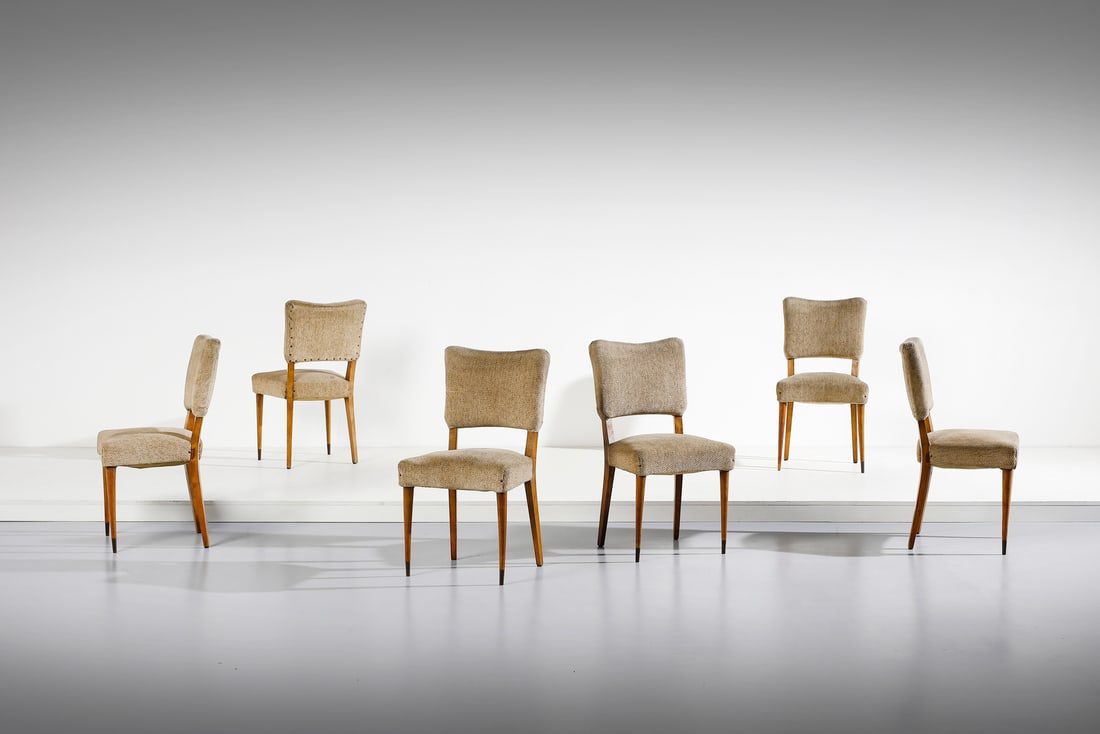 OSVALDO BORSANI attributed. Six chairs. (1 of 6)